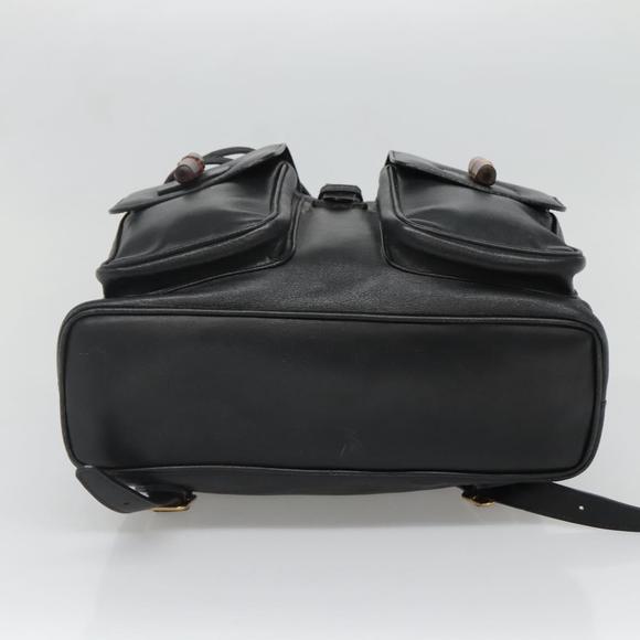 GUCCI Bamboo Backpack Leather Black Gold 003 2058 0016 Auth 136184 main image 9
